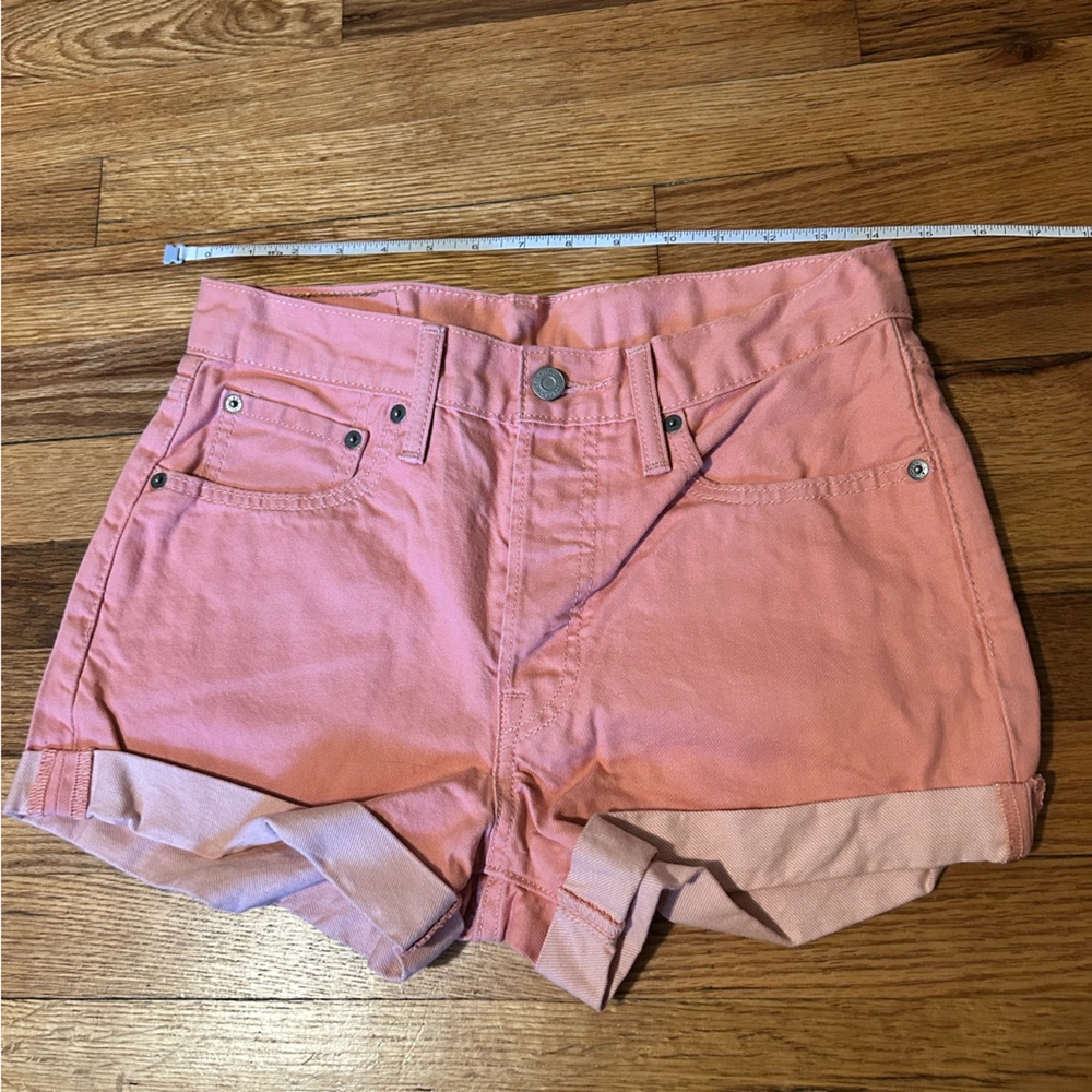 Levi’s Womens Pink High-Rise Cotton Jean Shorts Sz 27 Cuffed Summer